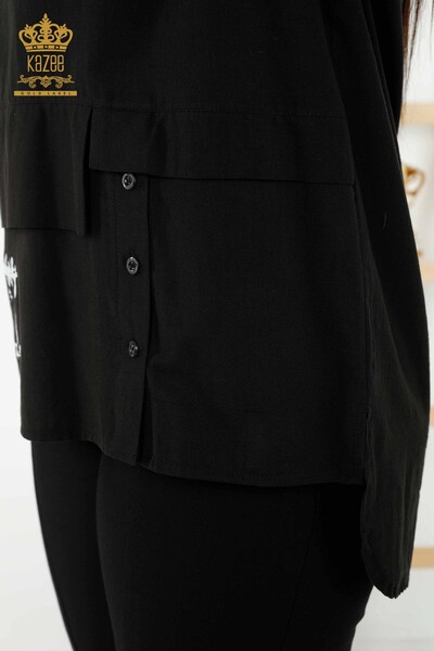 Venta al por mayor Camisa de Mujer - Detalle de Botones - Negra - 20327 | kazee - Thumbnail