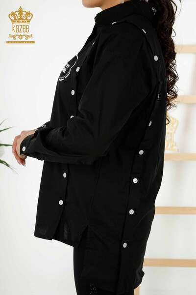 Venta al por mayor Camisa de Mujer - Detalle de Botones - Negra - 20328 | kazee - Thumbnail