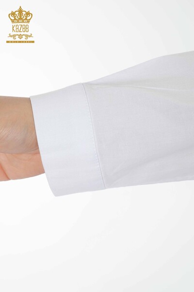 Venta al por mayor Camisa de Mujer de Color Estampado Blanco - 20085 | kazee - Thumbnail