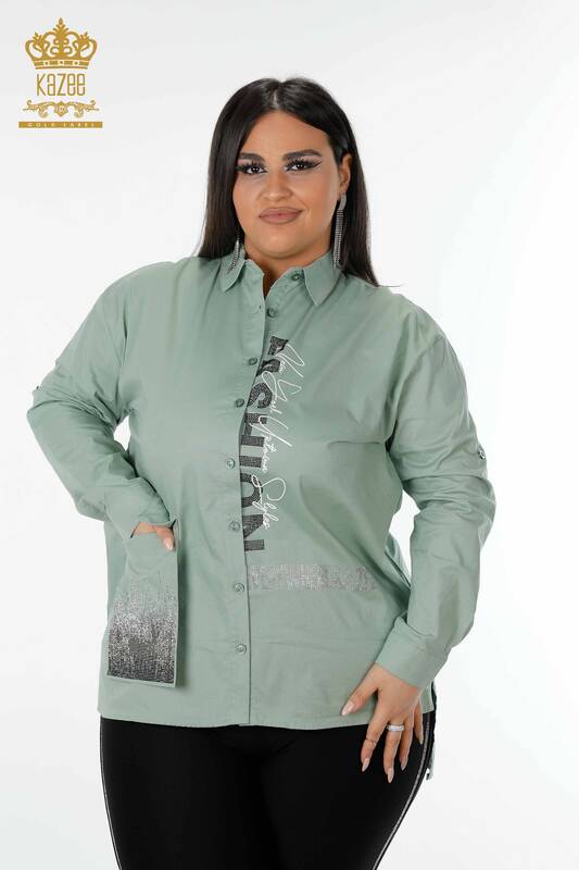 Venta al por mayor Camisa de Mujer Crystal Stone Bordado Mint - 20136 | kazee