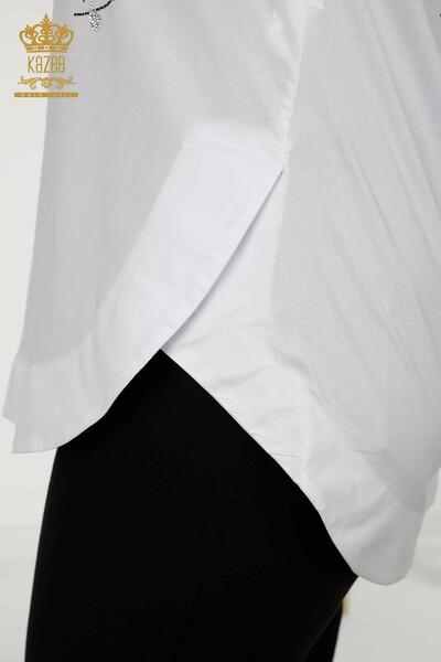 Venta al por mayor Camisa de Mujer - Estampada - Blanca - 20102 | kazee - Thumbnail