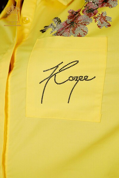 Venta al por mayor Camisa Mujer - Estampado Floral - Amarillo - 20439 | kazee - Thumbnail