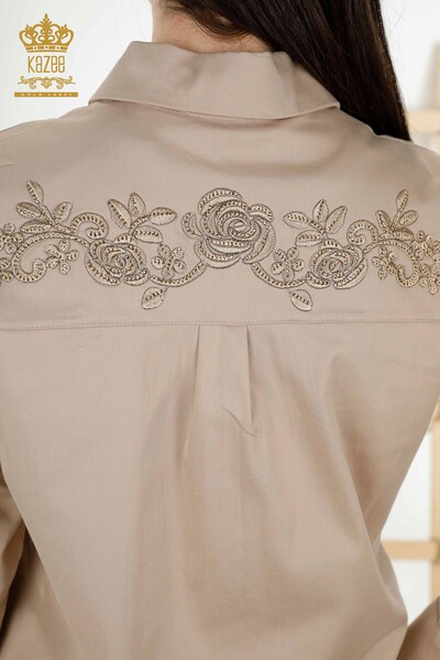 Venta al por mayor Camisa de Mujer - Patrón Floral - Beige - 20249 | kazee - Thumbnail