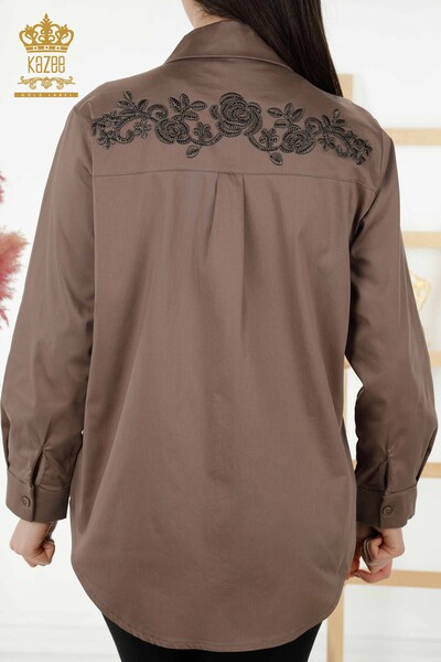 Venta al por mayor Camisa de Mujer - Floral Patrón - Marrón - 20249 | kazee - Thumbnail