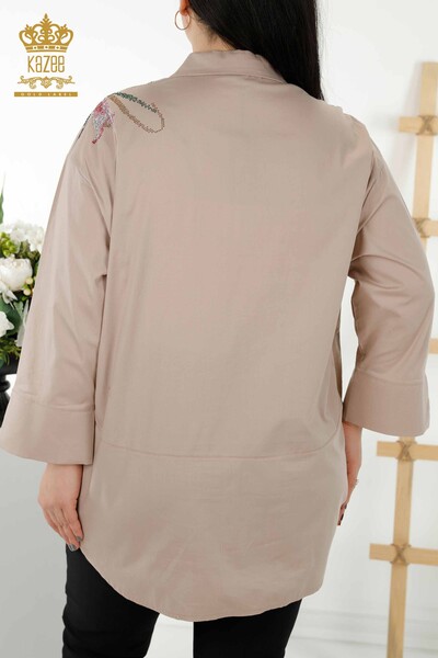 Venta al por mayor Camisa Mujer - Floral Estampado - Mink - 17053 | kazee - Thumbnail
