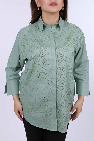 Venta al por mayor Camisa Mujer Talla Grande Estampada Multi Piedra - 20067 | kazee - Thumbnail