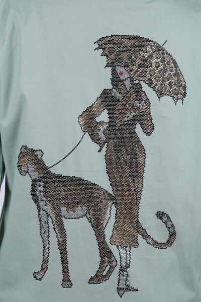 Venta al por mayor Camisa Mujer Tigre Mujer Estampada Piedra Bordada - 20023 | kazee - Thumbnail