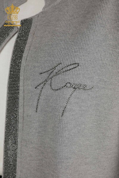 Venta al por mayor Chaleco Corto de Mujer Bordado Piedra Gris - 30409 | KAZEE - 3