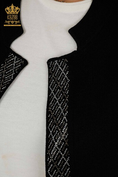 Venta al por mayor Chaleco de Mujer Cristal Piedra Bordada Negro - 30609 | KAZEE - 4