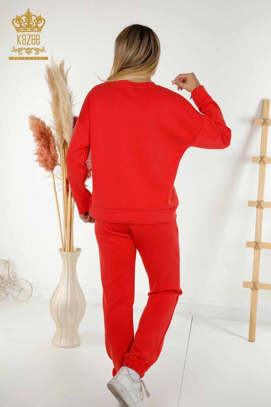 Venta al por mayor Conjunto de Chándal de Mujer Rojo con Bolsillos Básicos - 17579 | KAZEE