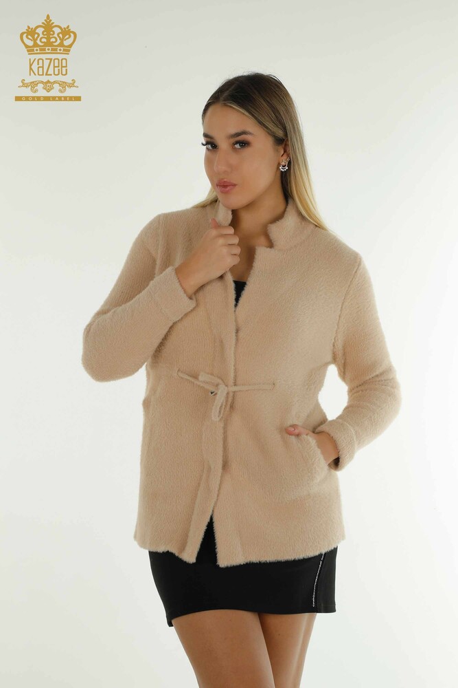 Venta al por mayor Cárdigan de Angora para Mujer con Detalle de Lazo Beige - 30269 | KAZEE - 1