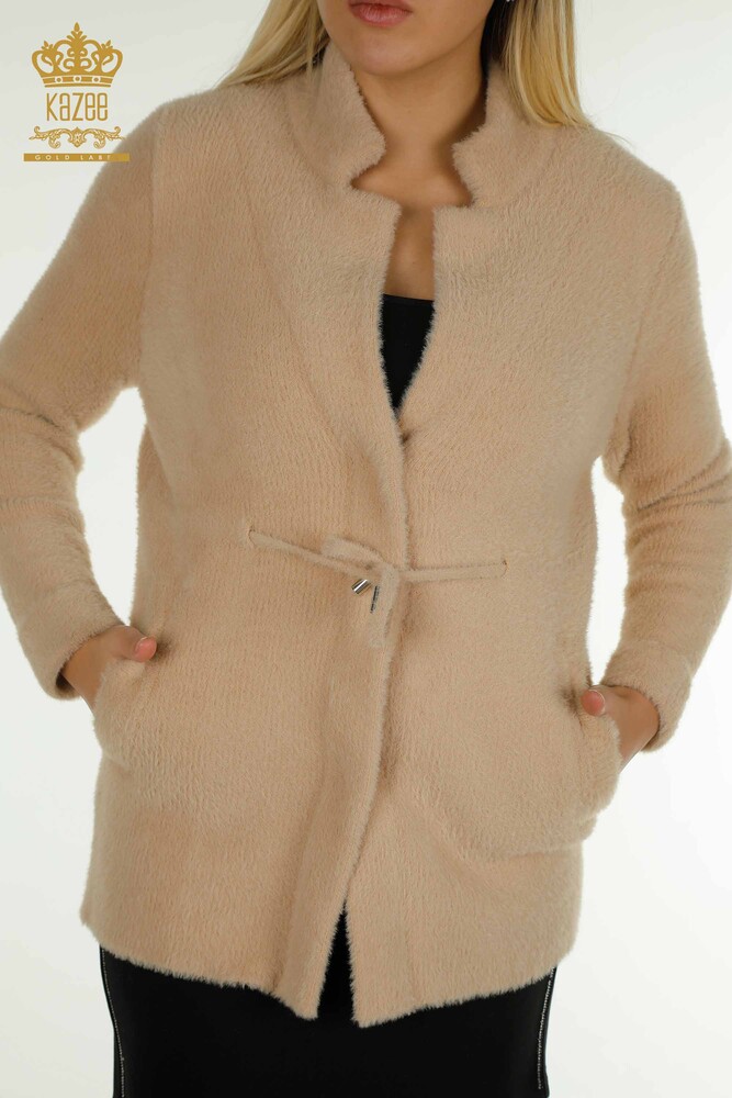 Venta al por mayor Cárdigan de Angora para Mujer con Detalle de Lazo Beige - 30269 | KAZEE - 2