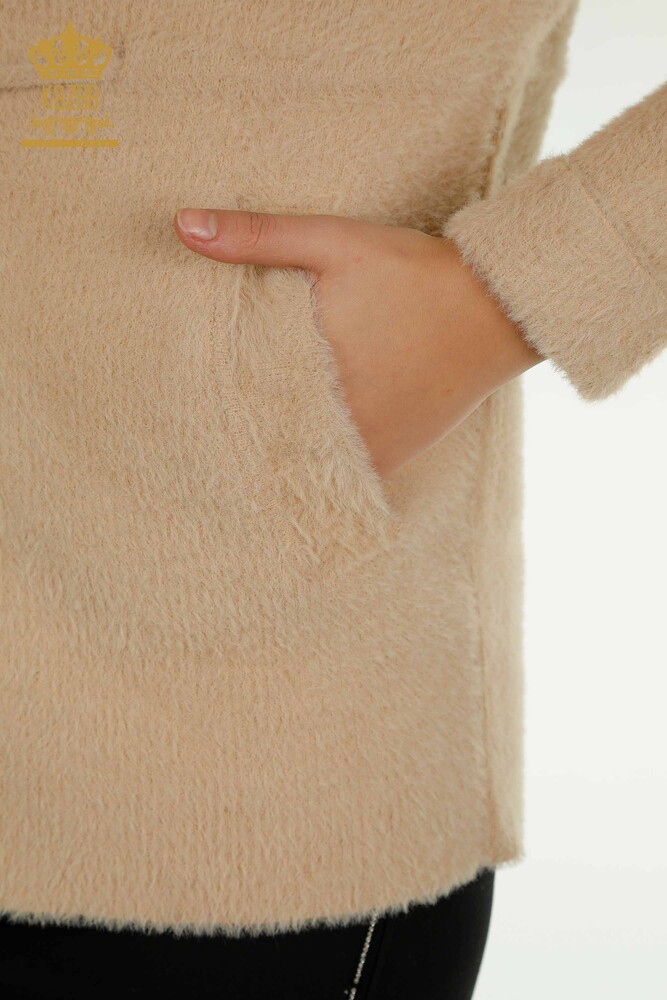 Venta al por mayor Cárdigan de Angora para Mujer con Detalle de Lazo Beige - 30269 | KAZEE - 5