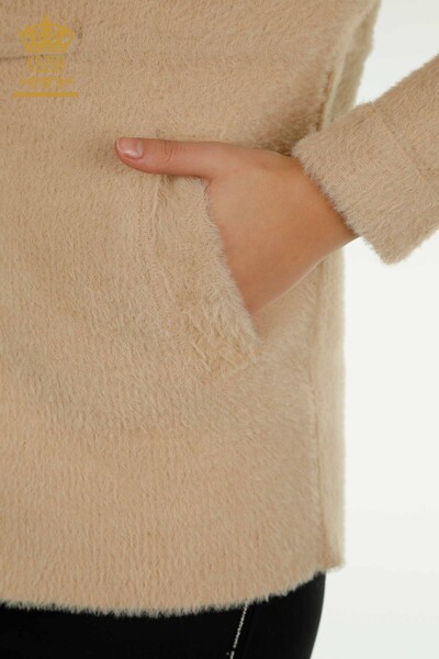 Venta al por mayor Cárdigan de Angora para Mujer con Detalle de Lazo Beige - 30269 | KAZEE - 5