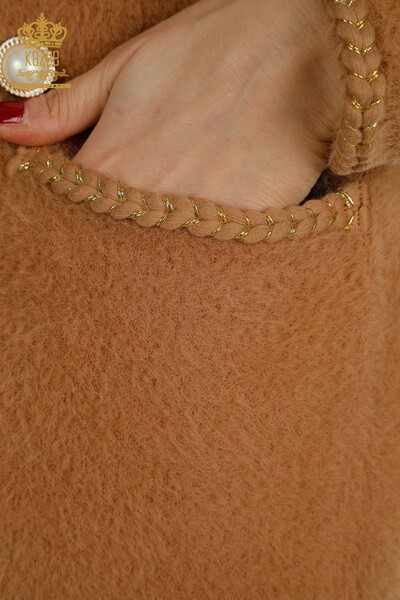 Venta al por mayor de visón detallado con bolsillo de cárdigan de angora para mujer - 30799 | KAZEE - Thumbnail