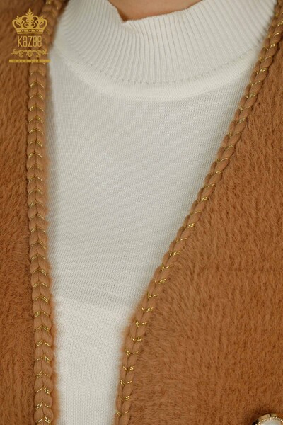 Venta al por mayor de visón detallado con bolsillo de cárdigan de angora para mujer - 30799 | KAZEE - Thumbnail