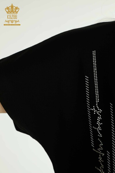 Venta al por mayor Blusa de Mujer con Detalle de Bolsillo Negro - 79140 | KAZEE - Thumbnail