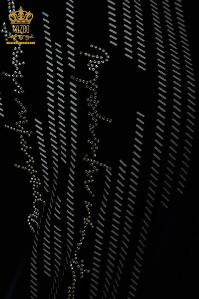 Al por mayor Blusa de mujer - Bolsillo detallado - Azul marino - 79140 | kazee - 4