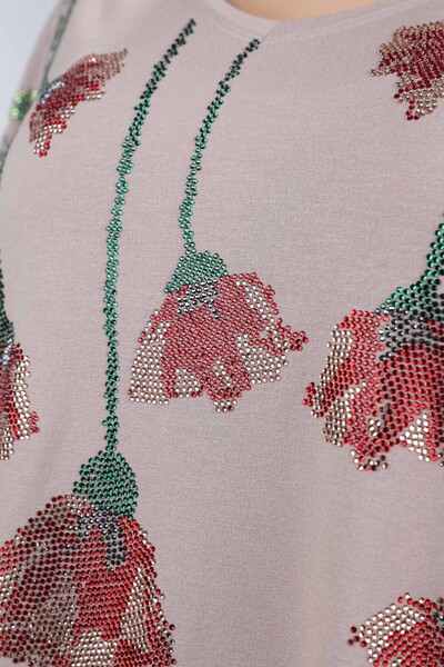 Venta al por mayor Blusa de mujer bordada patrón de rosas de colores - 77878 | kazee - Thumbnail