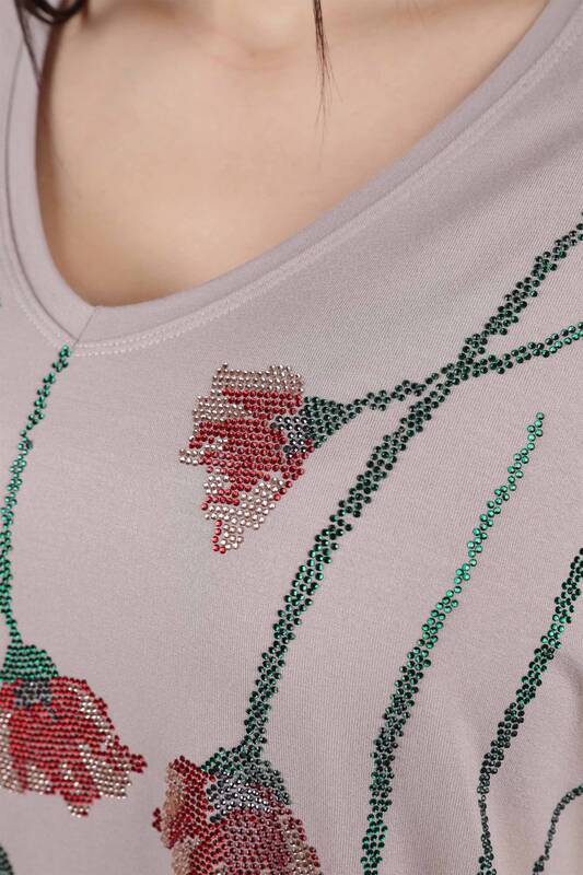Venta al por mayor Blusa de mujer bordada patrón de rosas de colores - 77878 | kazee