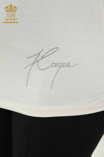 Venta al por mayor Blusa de Mujer - Bordado Piedra - Crudo - 79235 | kazee - 5