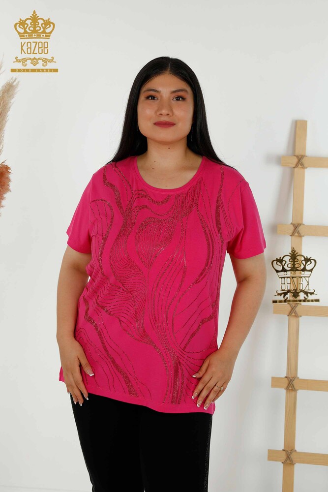 Venta al por mayor Blusa de Mujer - Piedra Bordada - Fucsia - 79329 | kazee - 1
