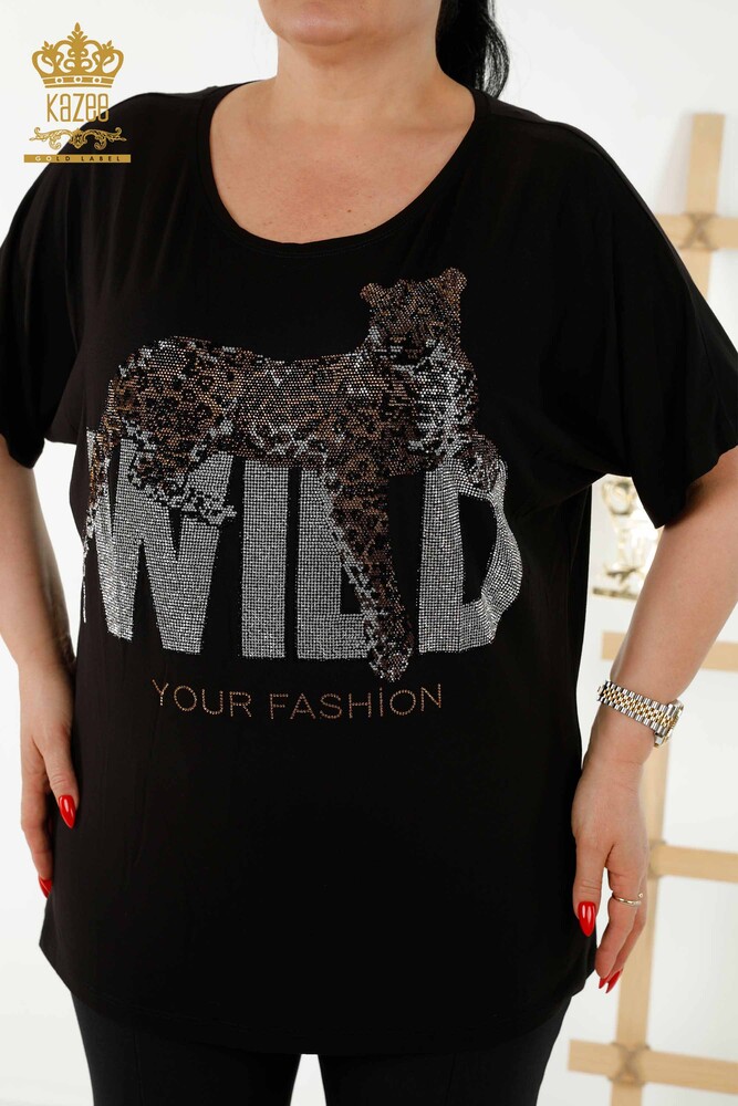 Venta Al por Mayor Blusa de Mujer - Piedra Bordado - Negra - 77713 | kazee - 2