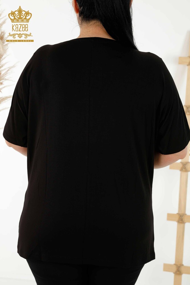 Venta Al por Mayor Blusa de Mujer - Piedra Bordado - Negra - 77713 | kazee - 8