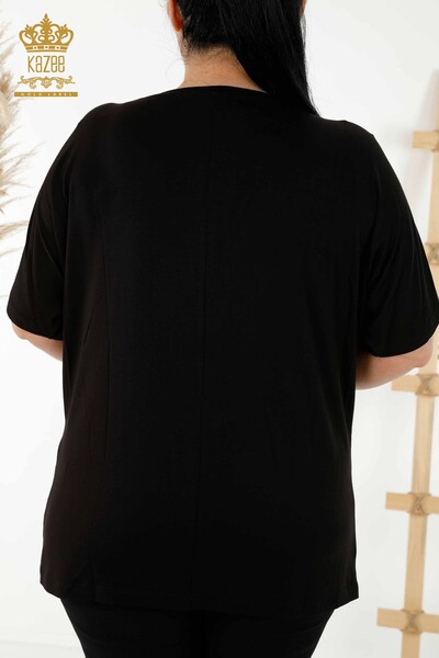 Venta Al por Mayor Blusa de Mujer - Piedra Bordado - Negra - 77713 | kazee - 8