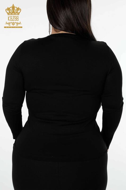 Venta al por mayor Blusa de Mujer Negra Bordada en Piedra - 79011 | kazee