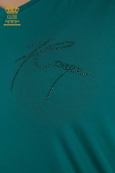 Venta al por mayor Blusa de Mujer - Detalle de Botones - Verde - 79297 | kazee - 3