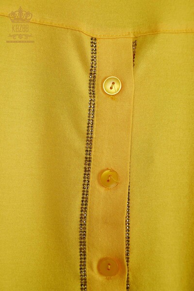 Venta al por mayor Blusa de mujer con botones detallados Amarillo - 79297 | KAZEE - Thumbnail