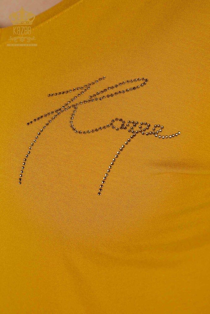 Venta al por mayor Blusa de Mujer - Detalle de Botones - Azafrán - 79297 | kazee - 3