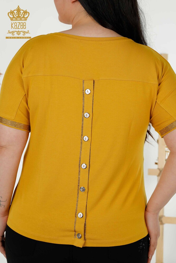Venta al por mayor Blusa de Mujer - Detalle de Botones - Azafrán - 79297 | kazee - 6