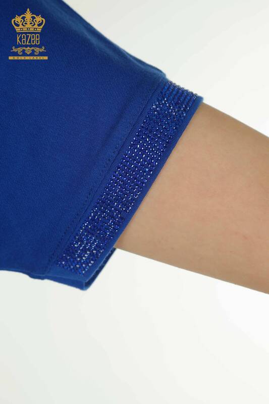 Venta al por mayor Blusa de Mujer - Detalle de Botones - Azul Oscuro - 79297 | kazee