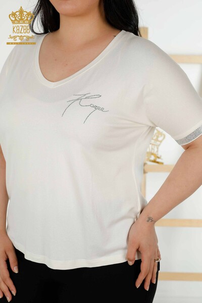 Venta al por mayor Blusa de Mujer - Detalle de Botones - Crudo - 79297 | kazee - 2