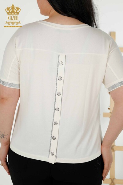 Venta al por mayor Blusa de Mujer - Detalle de Botones - Crudo - 79297 | kazee - 7