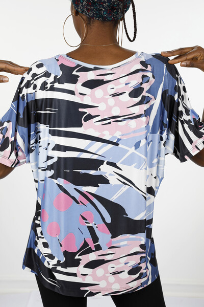 Venta al por mayor Blusa de Mujer Colorida con Estampado Digital - 12034 | kazee - Thumbnail