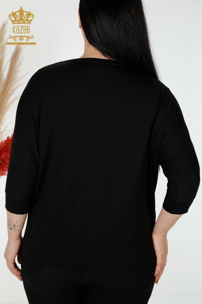 Venta al por mayor Blusa de Mujer Colorida Mariposa Patrón Negro - 77901 | kazee - 8