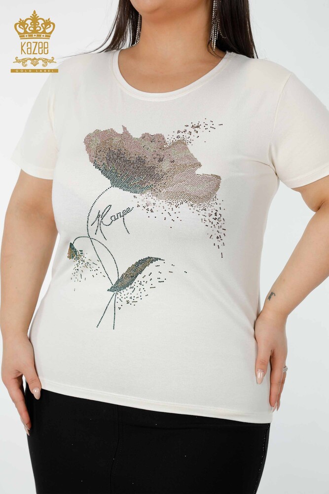 Venta al por mayor Blusa Mujer Bordado Piedra Color Crudo - 78924 | kazee - 2