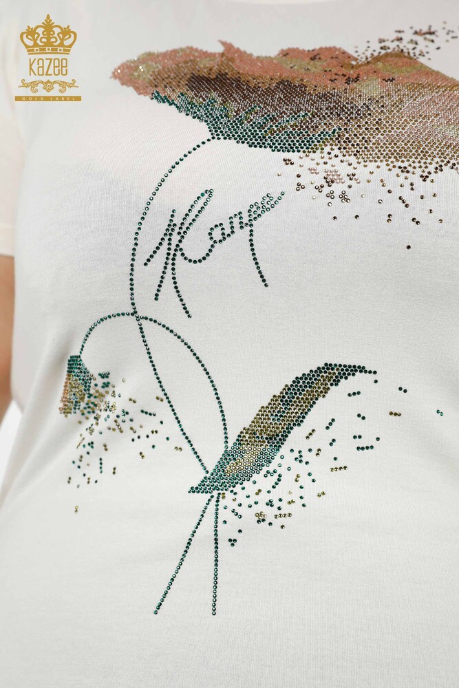 Venta al por mayor Blusa Mujer Bordado Piedra Color Crudo - 78924 | kazee - 4