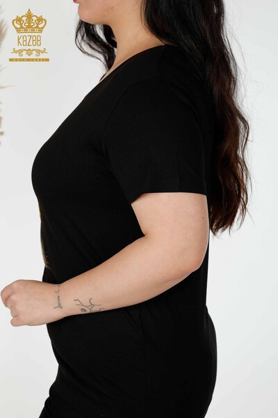 Venta al por mayor Blusa Mujer Color Piedra Bordada Negra - 77874 | kazee - 4