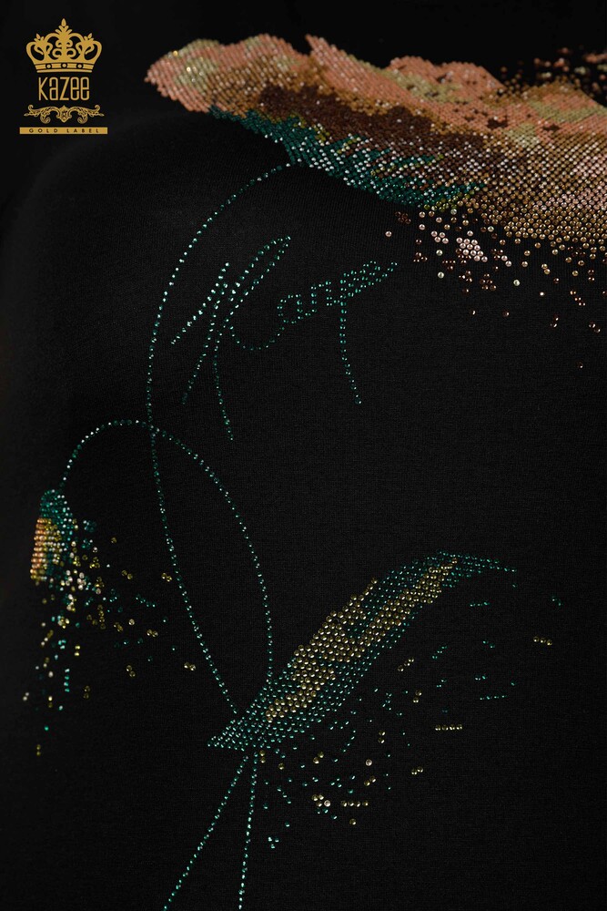 Venta al por mayor Blusa Mujer Color Piedra Bordada Negra - 78924 | kazee - 5