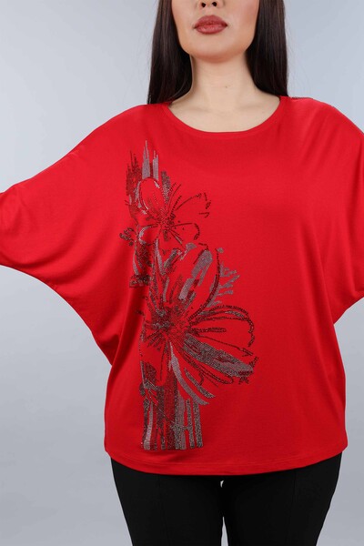 Venta al por mayor Blusa de Mujer con Estampado Floral de Piedra de Cristal - 77881 | kazee - Thumbnail