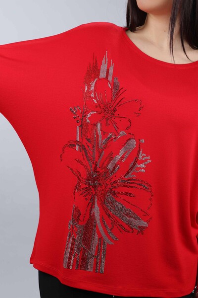 Venta al por mayor Blusa de Mujer con Estampado Floral de Piedra de Cristal - 77881 | kazee - Thumbnail