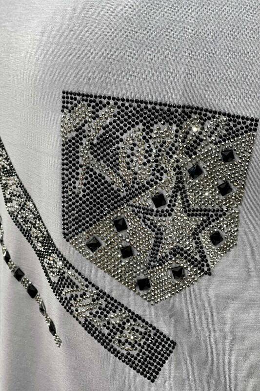 Venta al por mayor Blusa de mujer con patrón de logotipo de piedra de cristal Kazee - 77529 | kazee