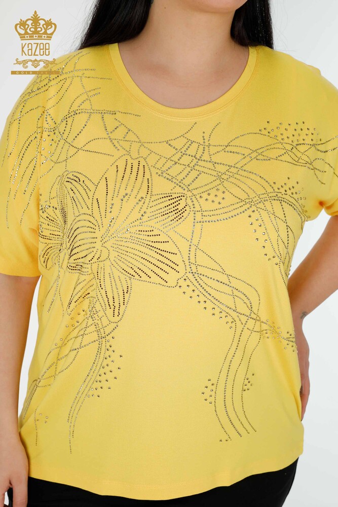 Venta al por mayor Blusa de Mujer Cristal Bordado Amarillo - 78835 | kazee - 3