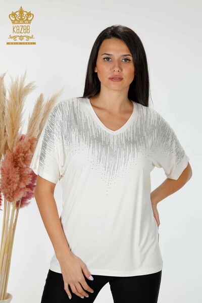 Venta al por mayor Blusa Mujer Cristal Bordado Crudo - 77938 | kazee 