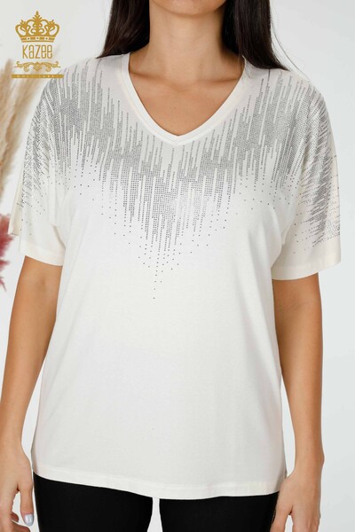Venta al por mayor Blusa Mujer Cristal Bordado Crudo - 77938 | kazee - 2