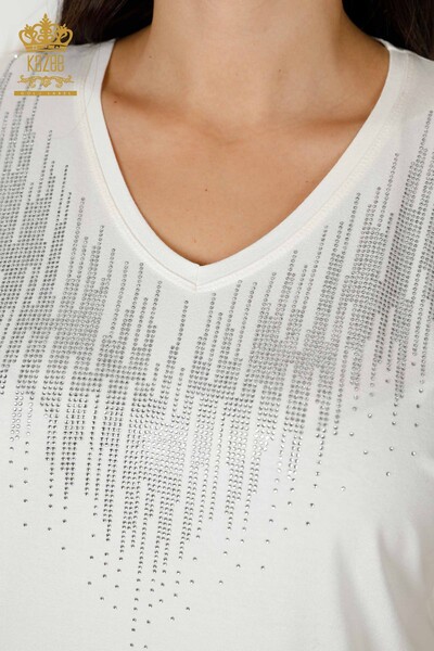 Venta al por mayor Blusa Mujer Cristal Bordado Crudo - 77938 | kazee - 4